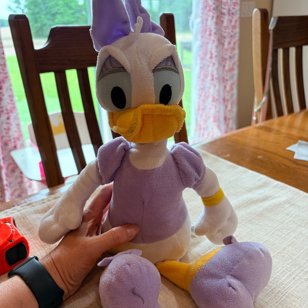 Disney Daisy Duck Plush Stuffed Animal Purple Dress Bow 16 Inch Toy